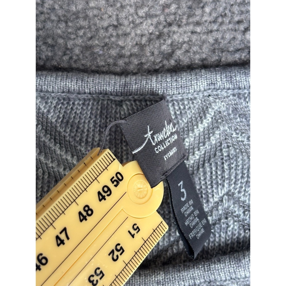 Chico's Sweater Women's 3 Gray Round Neck Long Sleeve Sheer Chevron Pullover - Picture 7 of 8